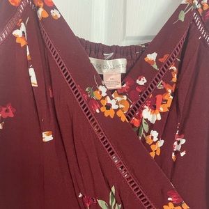 Maroon Floral Strappy Jumpsuit